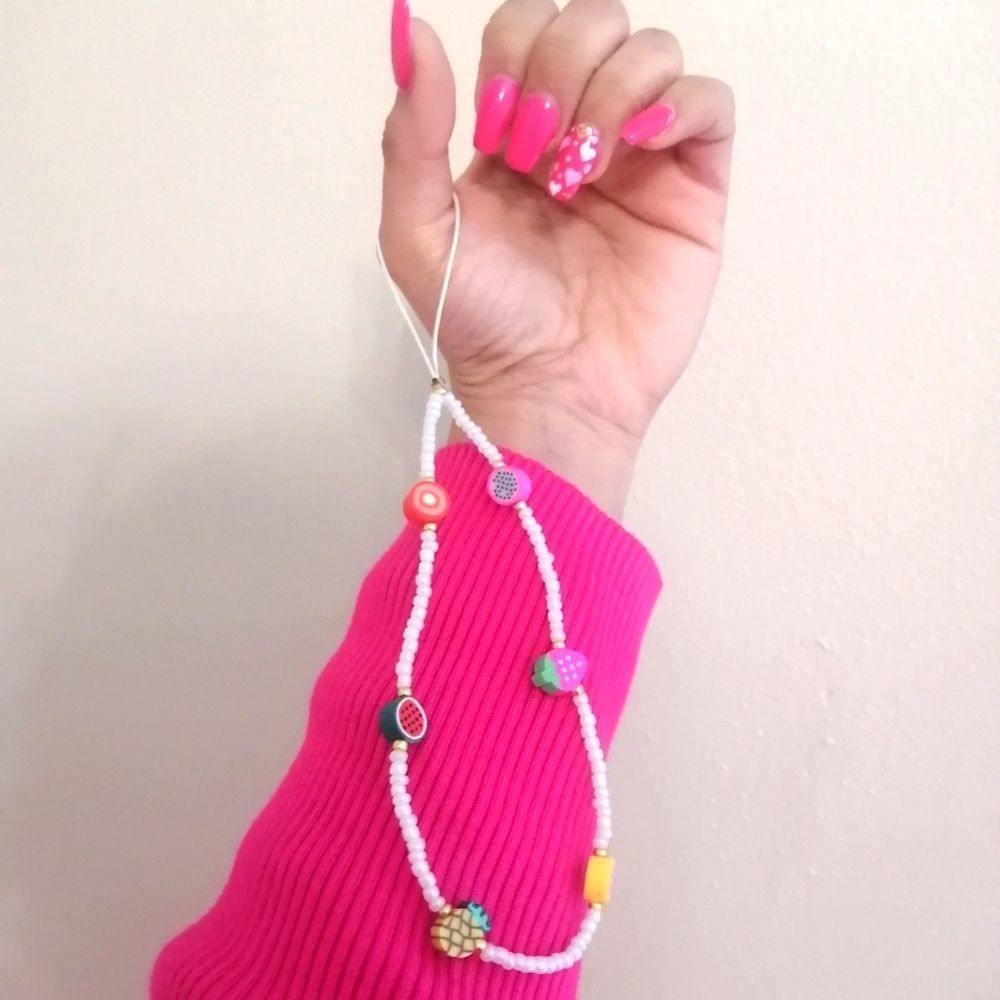 Phone strap holder fimo fruits